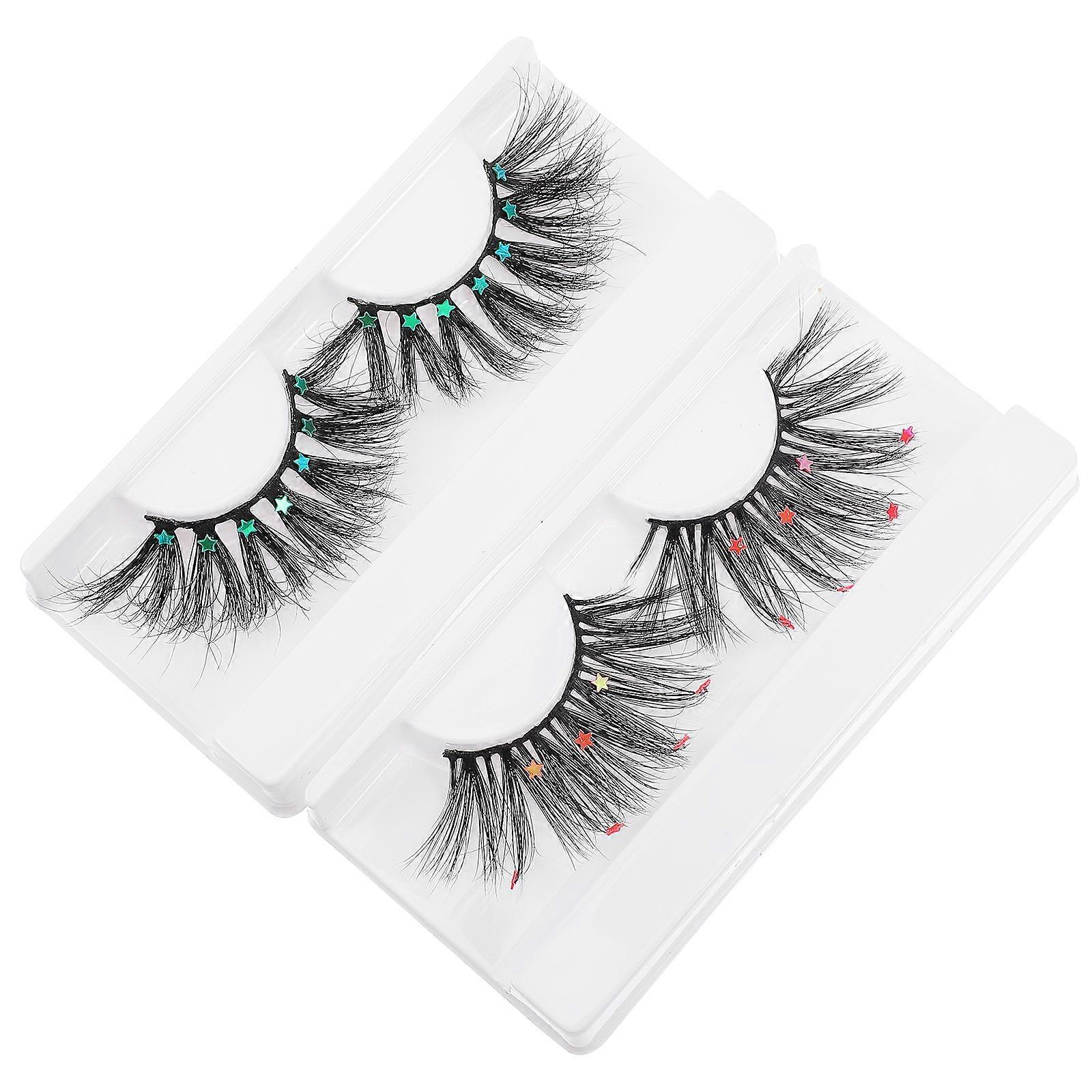 False Eyelashes Makeup Eyelash Extension for Home 2Pairs Assorted Color