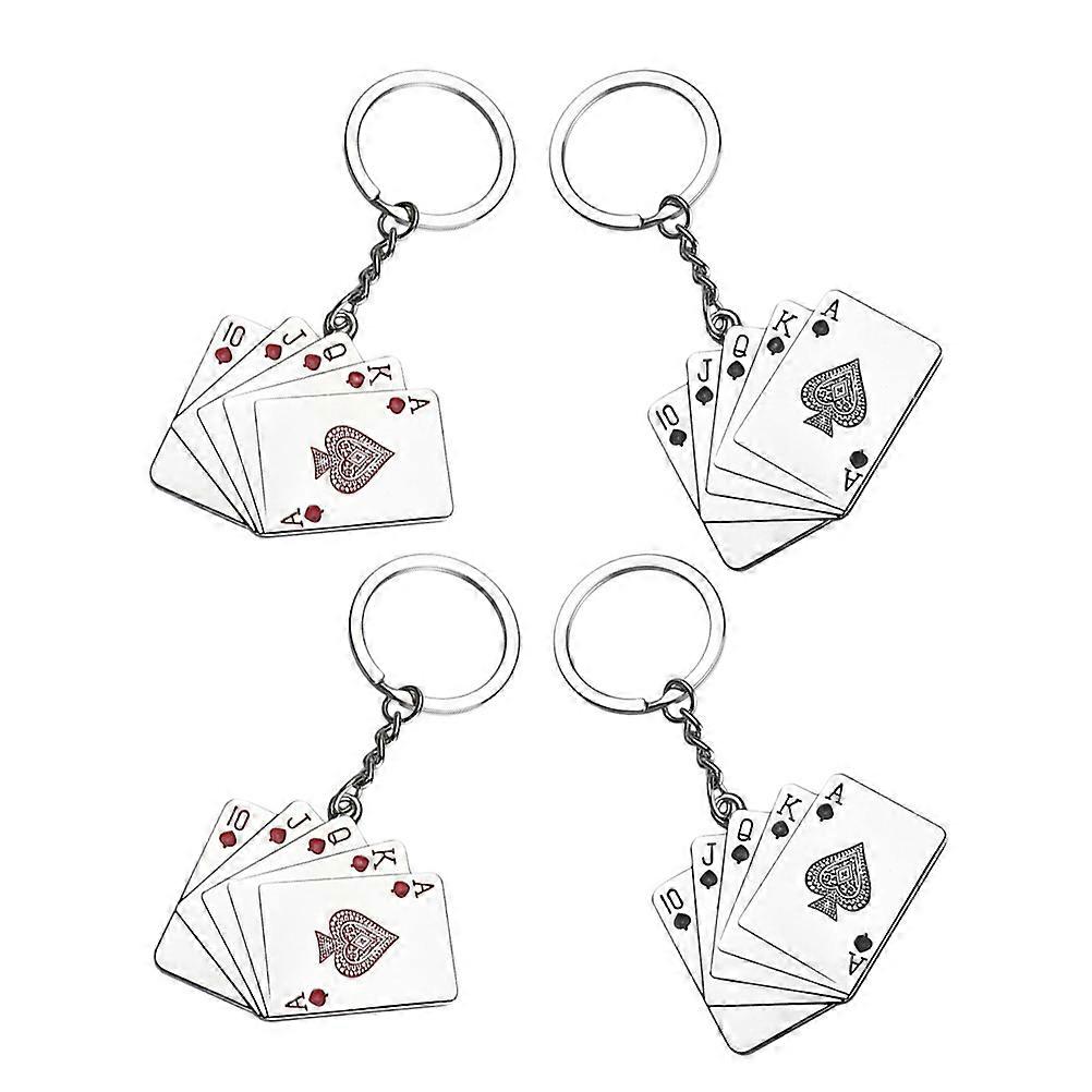Deck of Cards Keychain for Decor 4Pcs Funny Playing Cards Keychain Collection