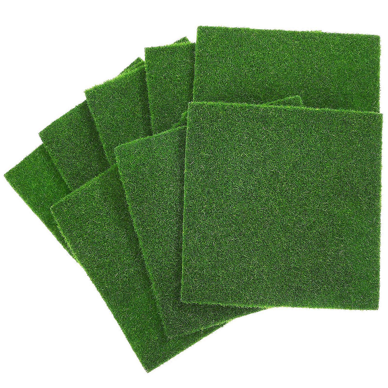 Fake Moss Artificial Sheet for Decoration 32Pcs Green Plastic Moss