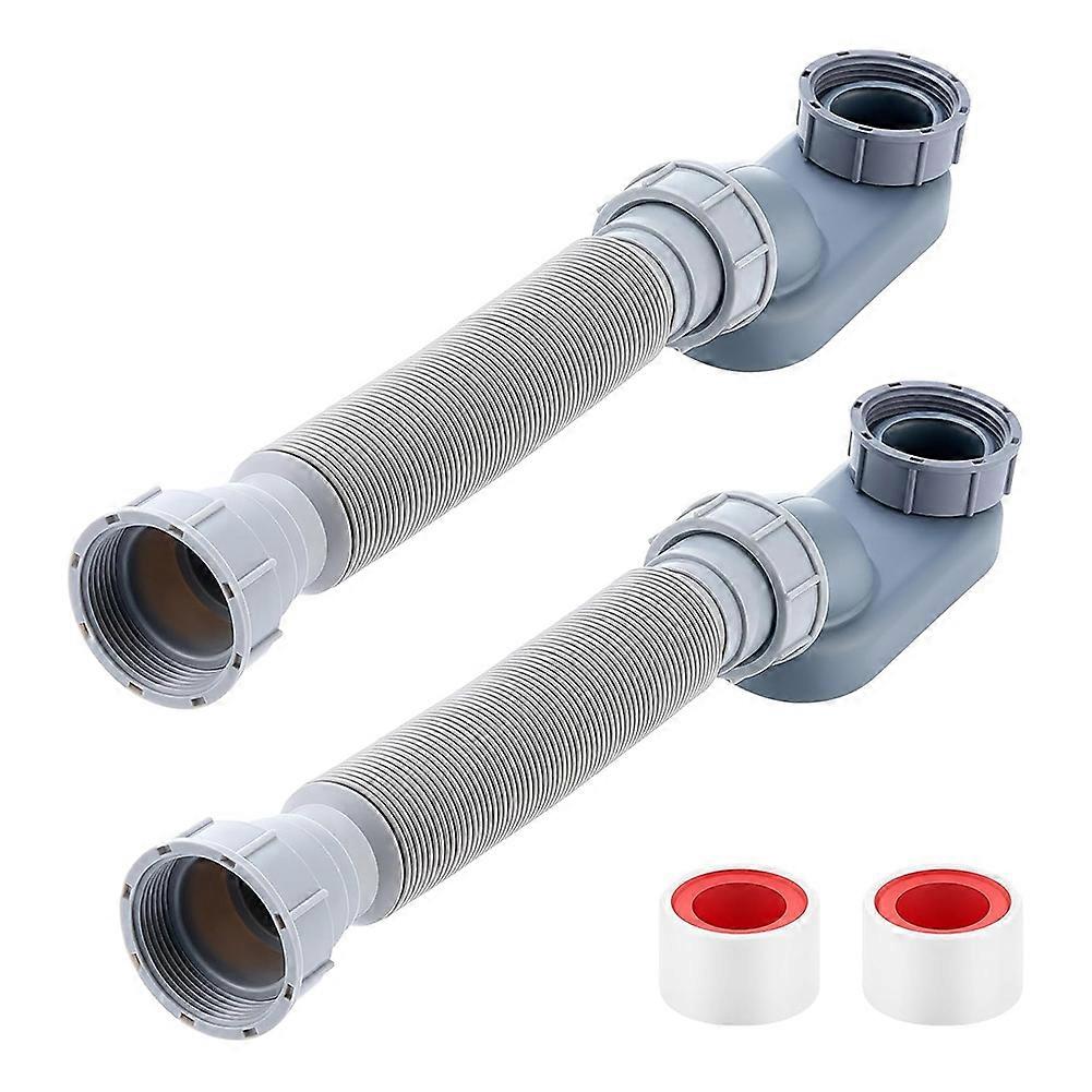 2 Pcs Low Profile 1 1/2 P Trap with Sealing Tape Low Profile Shower Drain Flat 1 1/2 P Trap Freestan