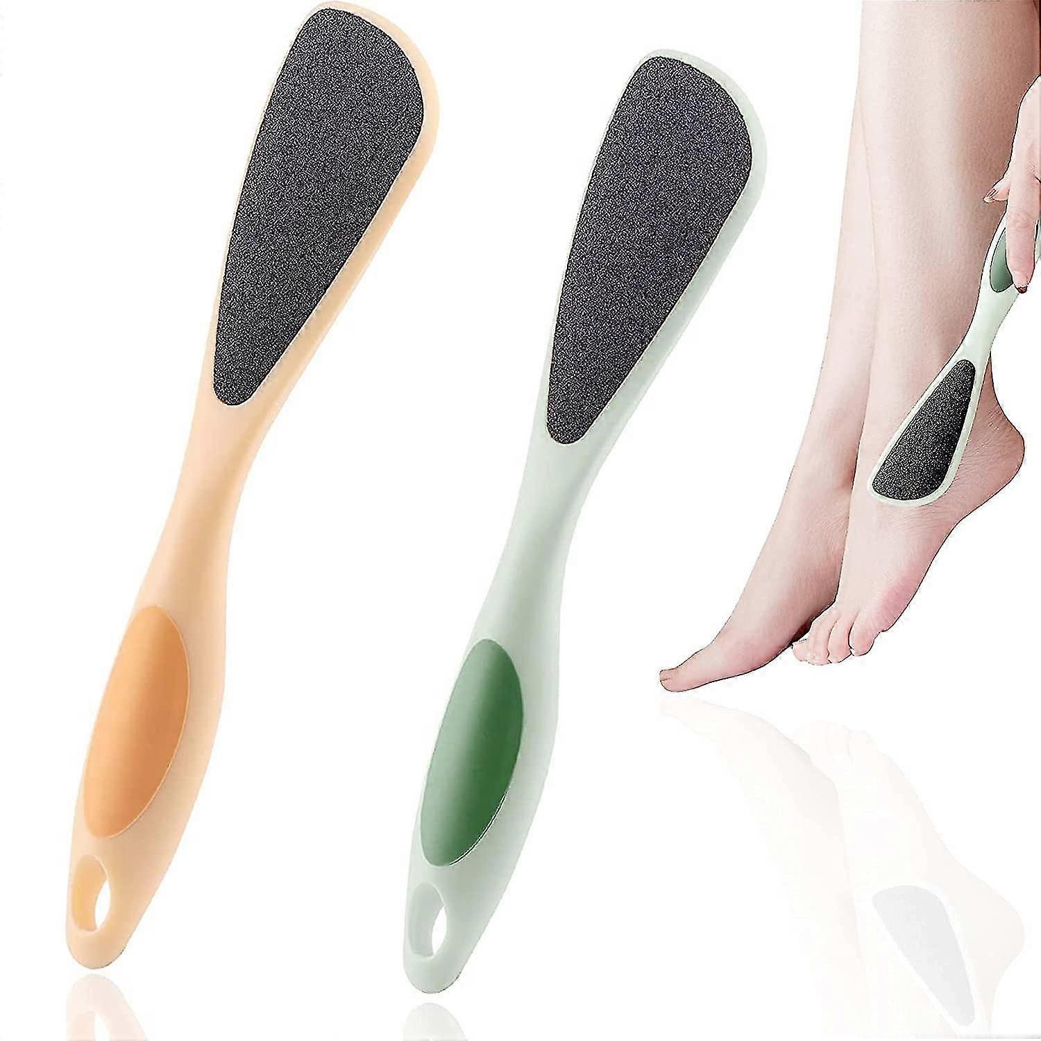 2-pack Double-sided Pumice Stone For Feet, Foot Pumice With Handle, Ergonomic Easy To Reach, Feet Scrubber File With Fine-grained Frosted Stones, For