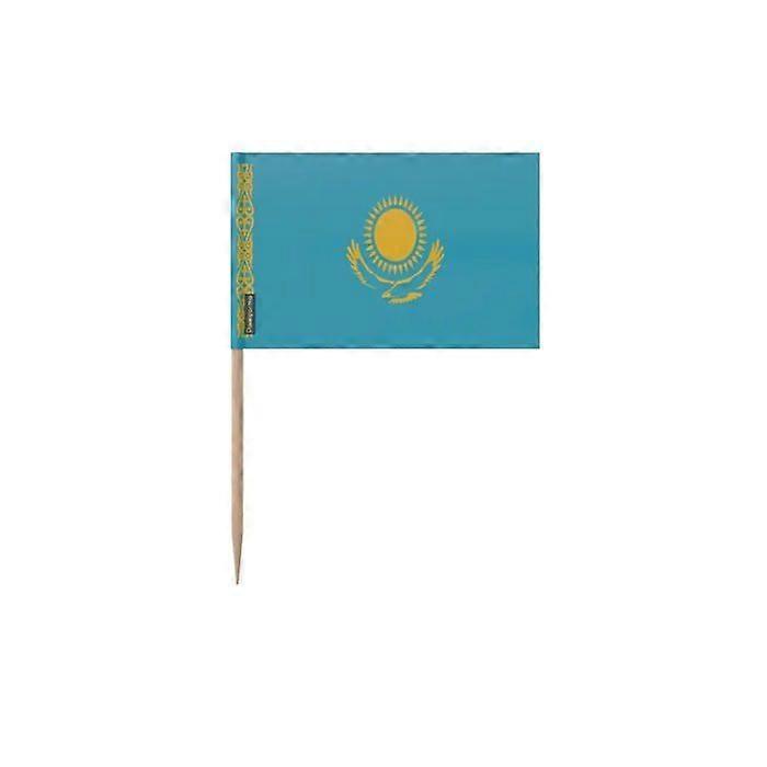 Kazakhstan Flag Toothpicks - 8 cm - 100 pieces - Adhesive plastic - Bamboo stick - Pixelforma