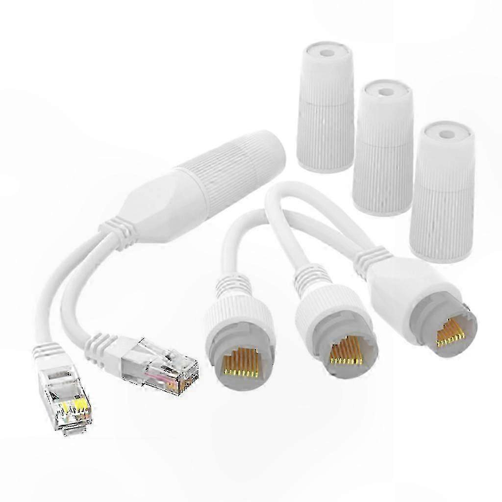 Ethernet Splitter Adapter, 1 to 2 Waterproof Separator, Simultaneous Online Connection, Durable ABS Material