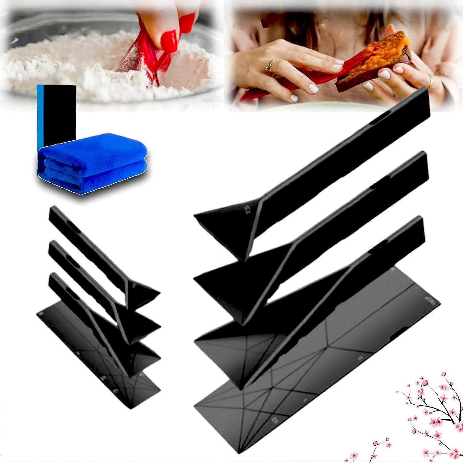 Polygons Flat 3-in-1 Measuring Spoons, Foldable Measuring Spoon Set, compatible with kitchen tools (Black-3Set)