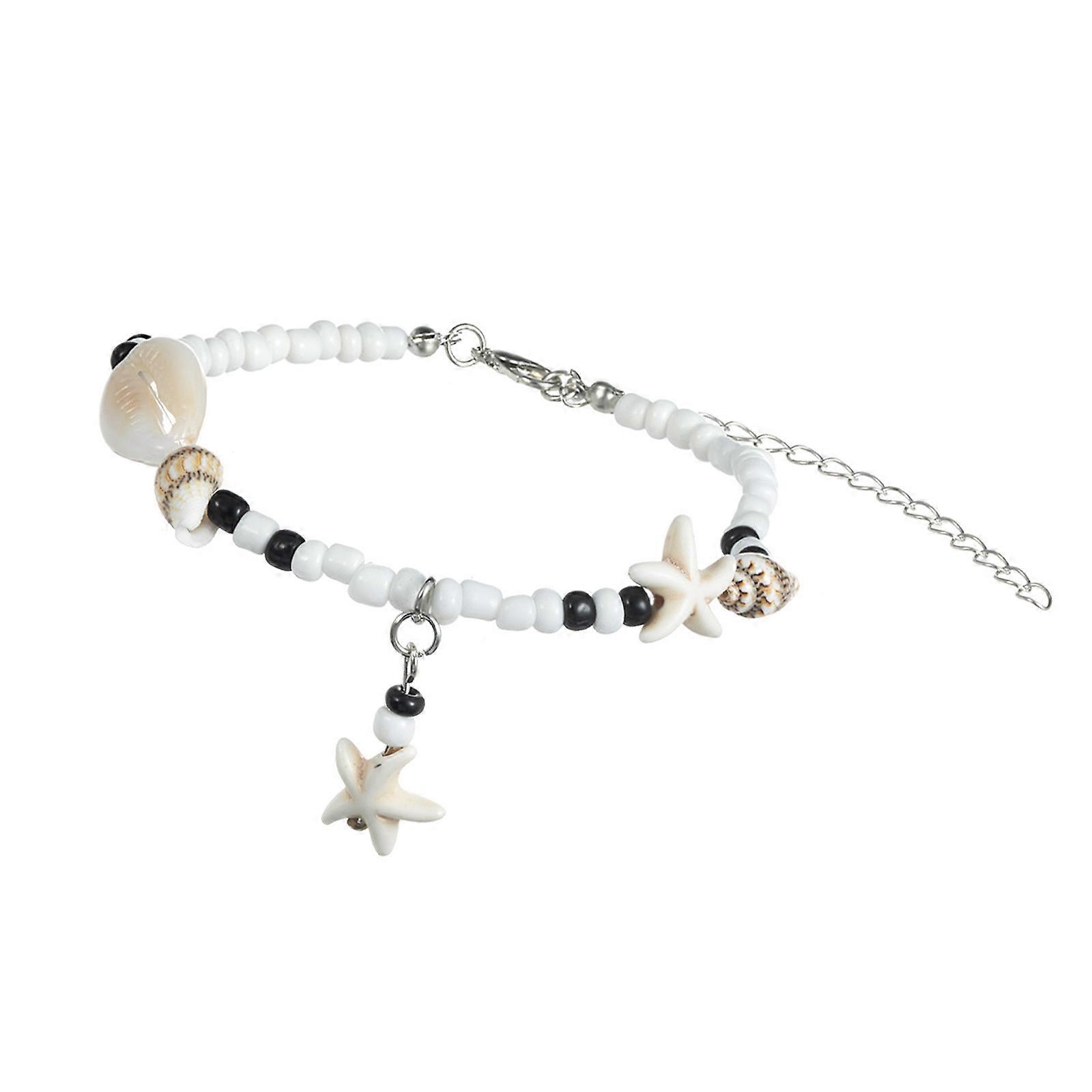 Handmade Bohemian Anklet Featuring Adjustable Braided Rope Design With Seashells And Resin Beads For Beach Vacations Multicolor