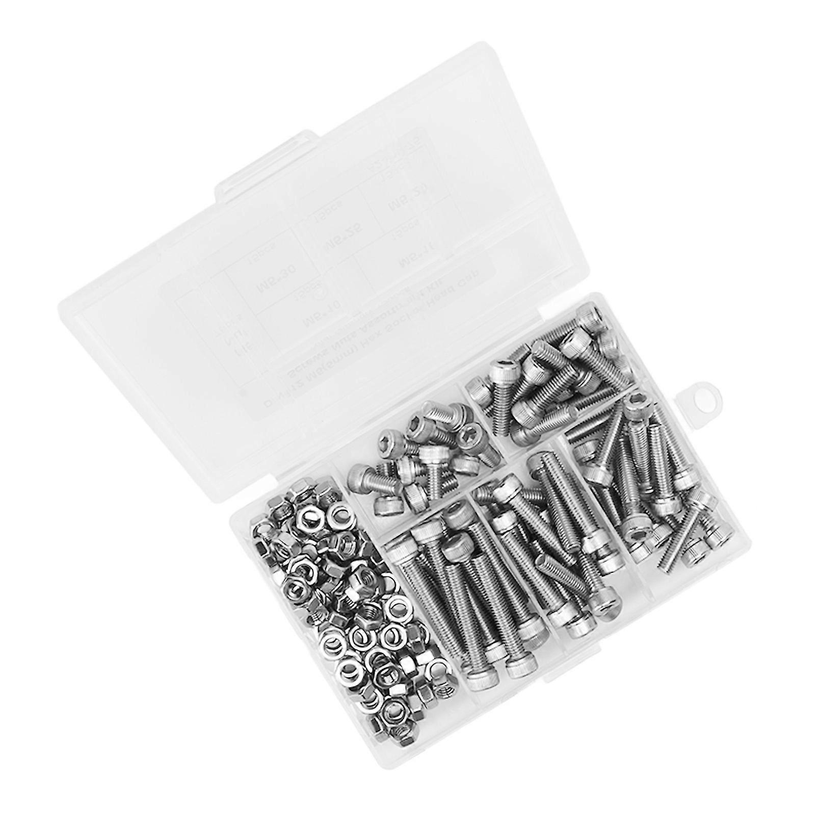 150 Pcs Hex Socket Screws Nuts Kit 304 Stainless Steel M5 Hex Socket Head Cap Screws and Nuts Assortment Kit