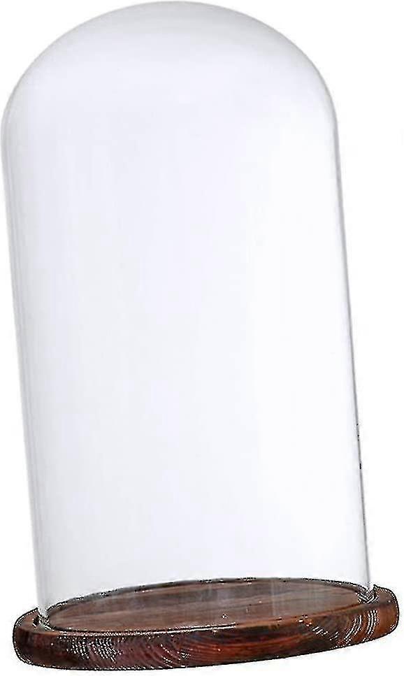 Cloche en verre transparent Tenlacum avec base en bois, idéale pour la décoration de table lors de mariages et autres fêtes à domicile (marron A), édition 1105