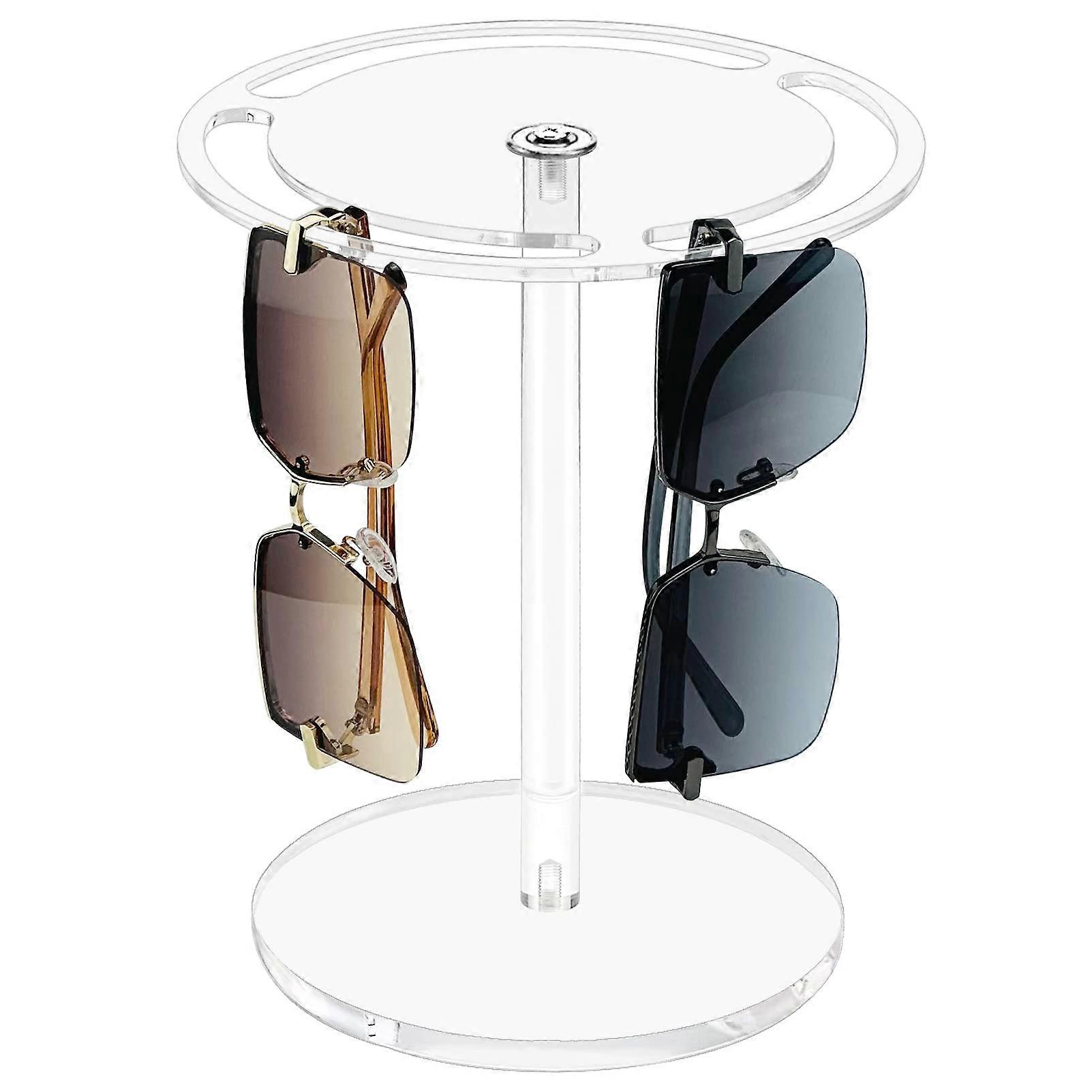 Acrylic Sunglasses Holder Stand 360Degree Rotating Eyeglasses Display Rack Clear Glass Tabletop Organizer Ref: 1183