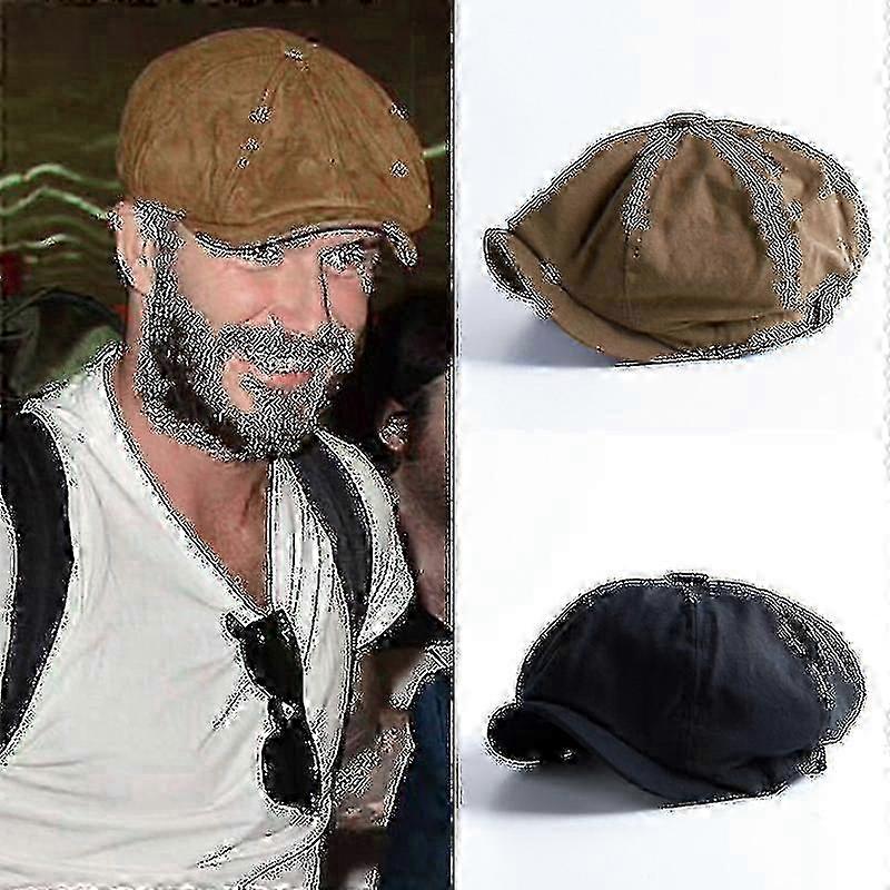 2 Pack Retro Newsboy Cap with Herringbone Pattern - Baker Boy & Cabbie Style Flat Hat