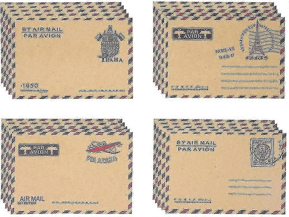 100pcs Vintage Pattern Airmail Letter Envelopes Case Holder Envelope G