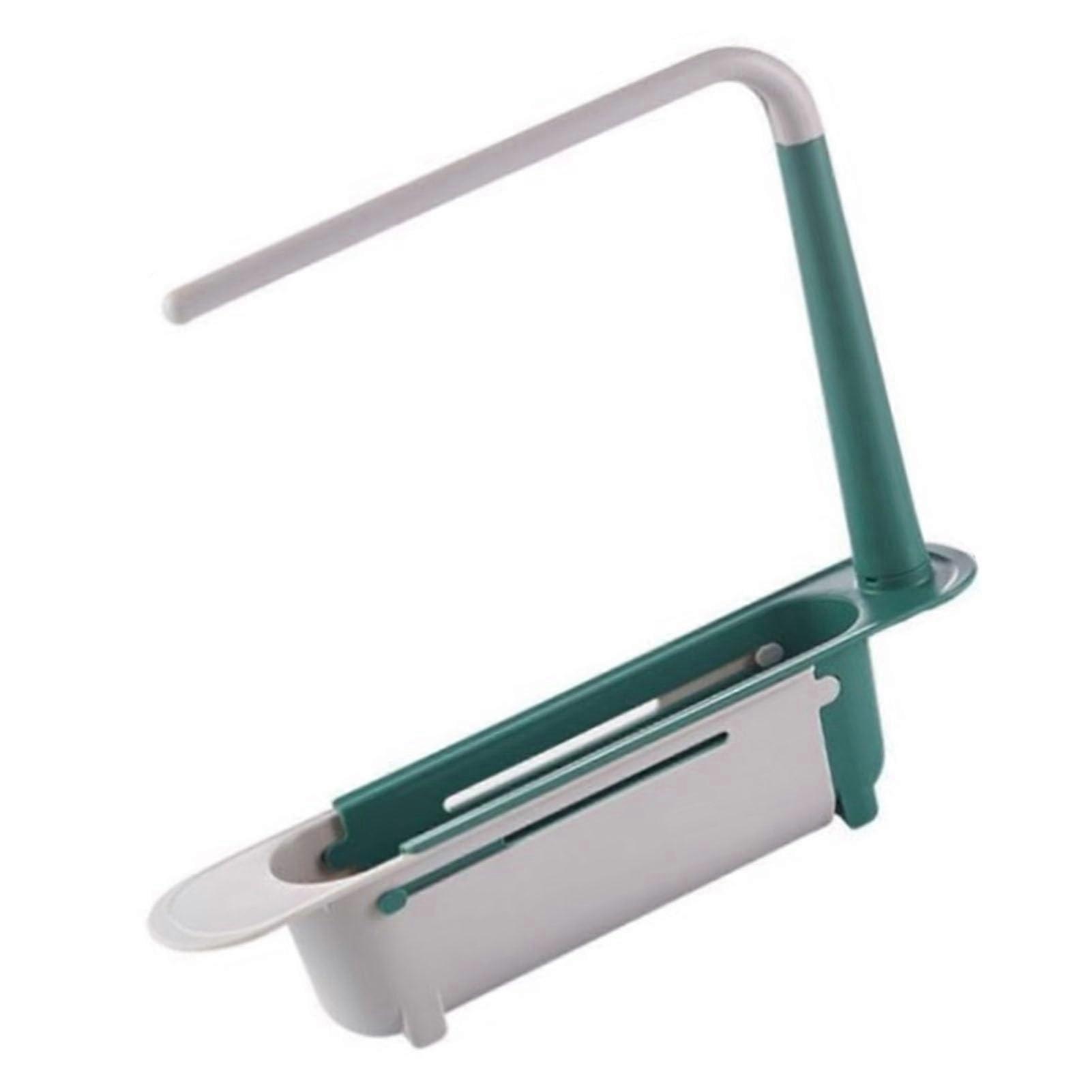 Over The Sink Caddy Telescopic Adjustable OverSink Organiser With Towel Hanger Green