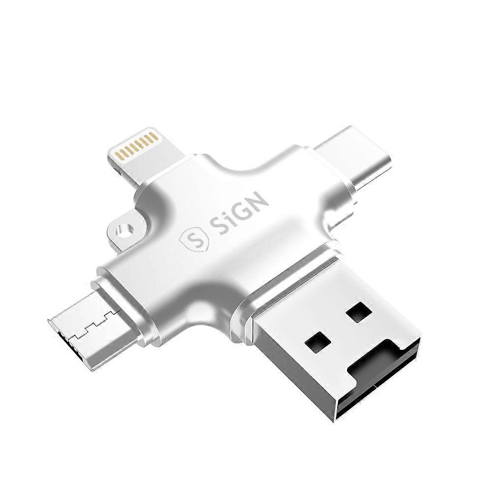 SiGN Micro SD Memory Card Reader for Mobile USB-C/USB-A/Micro USB/Lightning