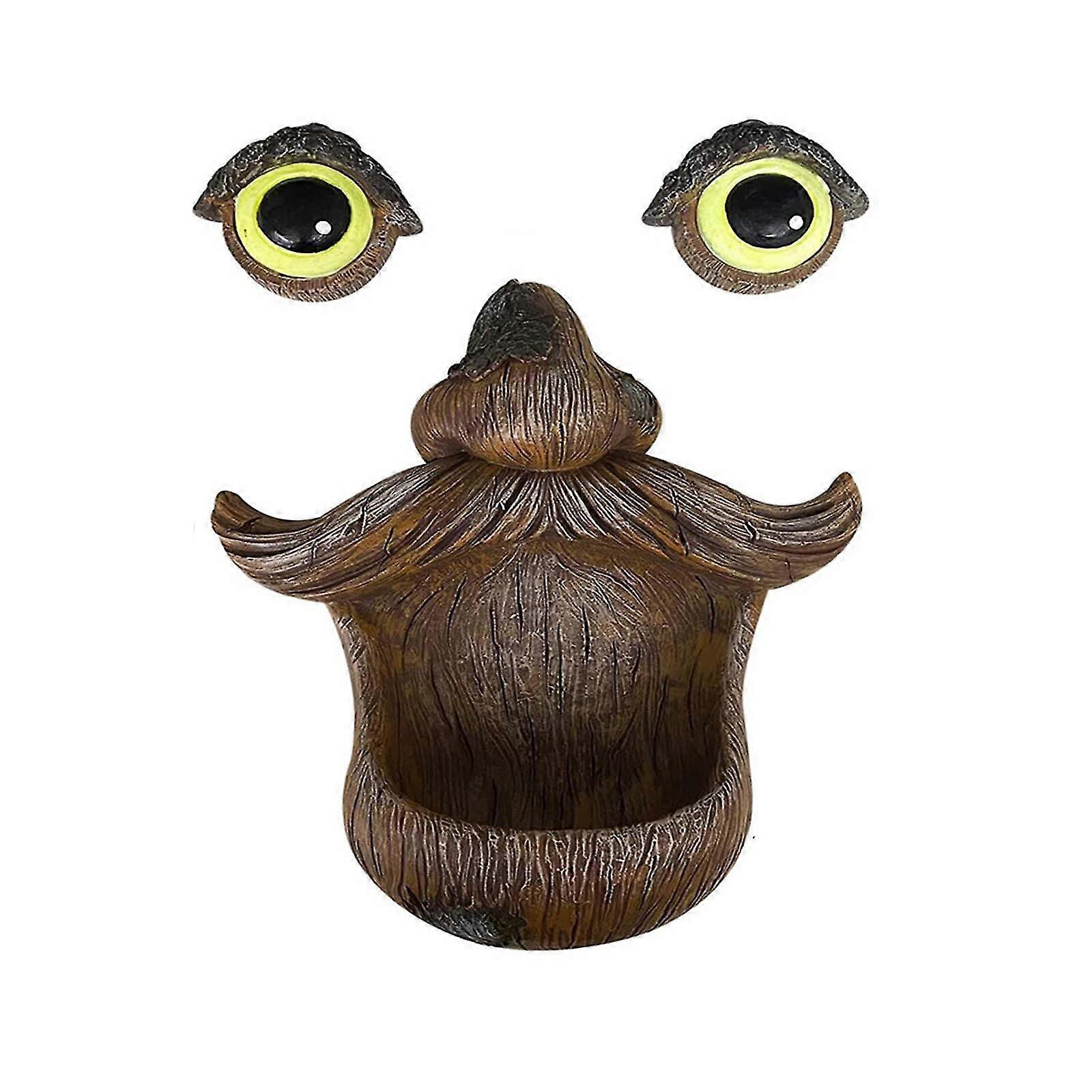 Outdoor Resin Decorative Ornaments Tree Trunk Pendant Tree-faced Bird Feeder