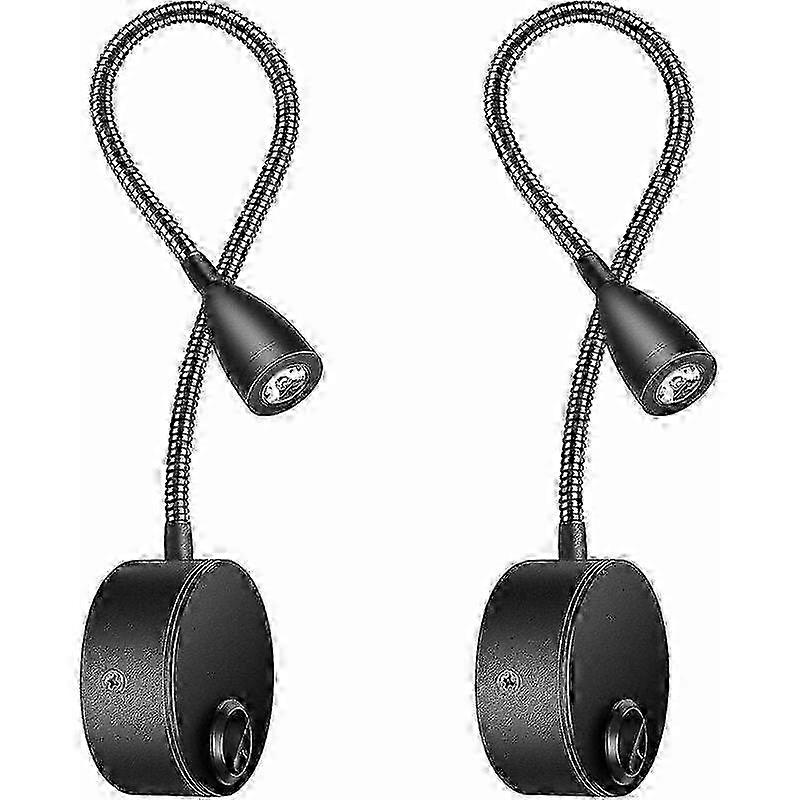 2-Pack LED Bedside Wall Lamps, 3W Gooseneck Reading Lights
