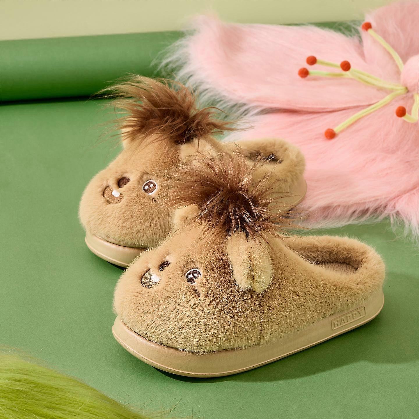 Platform Women Home Slippers Plush Warm Thick Bottom Slides Breathable Soft Non-slip Slippers
