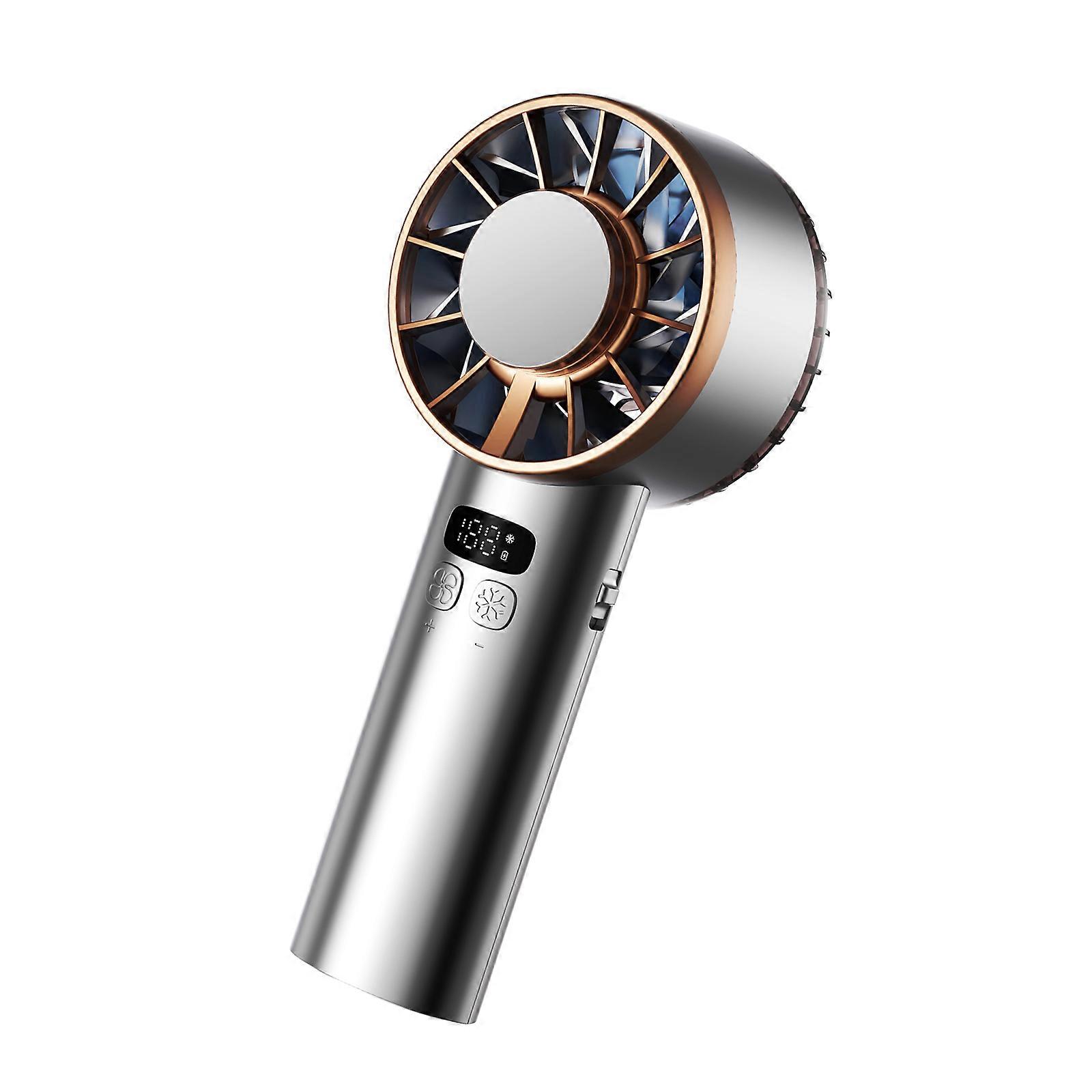 Portable Handheld Fan 100 Speed Mini Cooling Desk Fan Quiet Handheld Fan with Digital Display USB Rechargeable Table Fan  gold