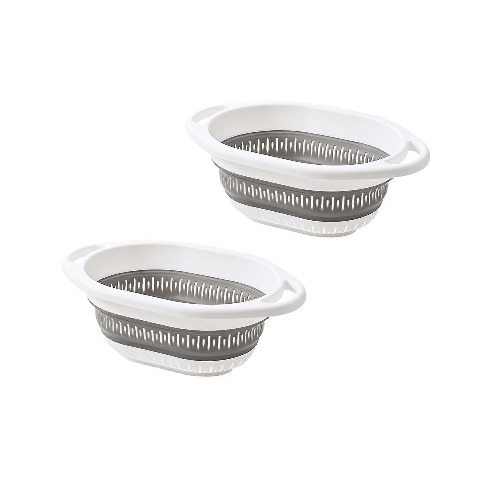 2pcs Space Saving Strainer Basket Dishwasher Safe 4 Liter Capacity Strategic Drainage Holes Kitchen Essential  Gray