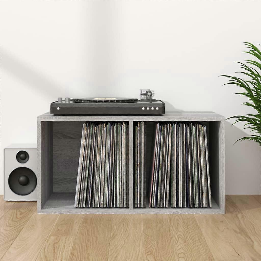 Vinyl Record Box Grey Sonoma 71x34x36cm Engineered Wood