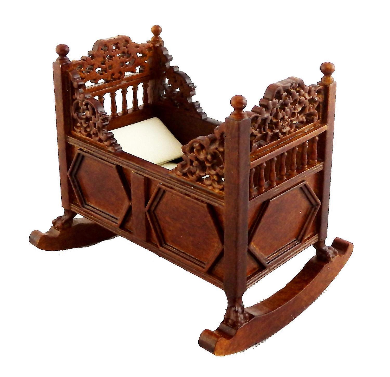 بيت الدمى الجوز 15 C. تيودور هزاز مهد مهد سرير Jbm أثاث الحضانة