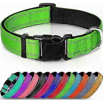 Reflecterende strip nylon halsband voor huisdieren, geschikt voor kleine honden en katten, groene kleur, extra klein formaat