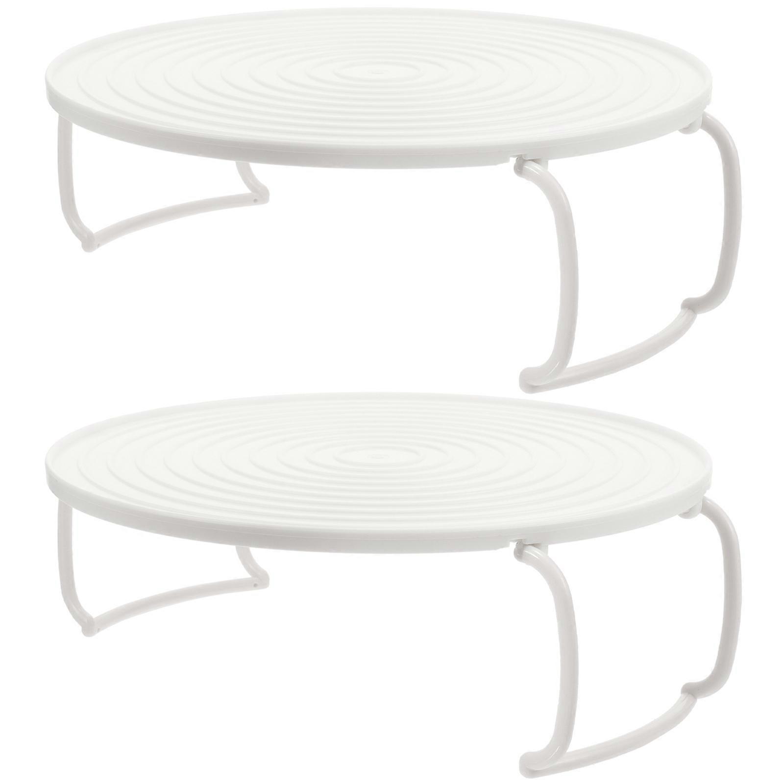2pcs Rouded Mircrowave Oven Rack Layered Steaming Tray Kitchen Accessory