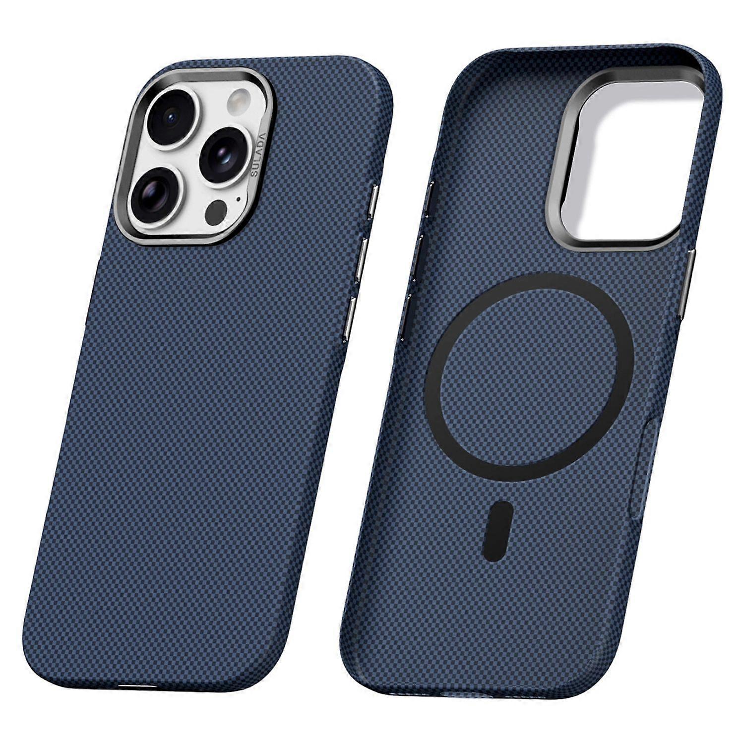 SULADA For iPhone 16 Pro Max Protective Magnetic Case Grid Textured Anti Fingerprint Phone Cover - T