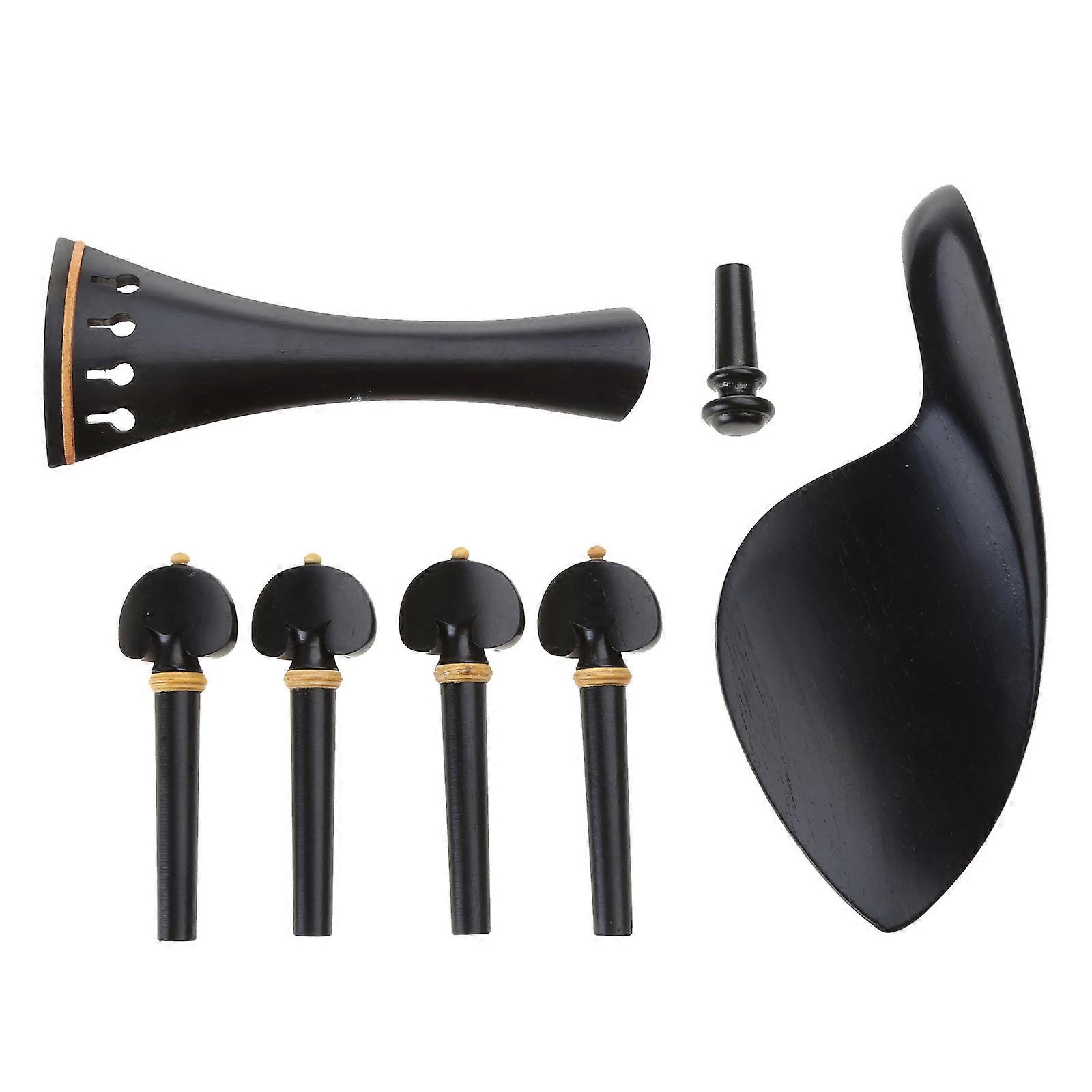 Violin Rep Parts 4/4 Violin Fittings Set with Pull String Board Endpin Tuning Pegs Chinrest Violin Accessories Kit  Multi