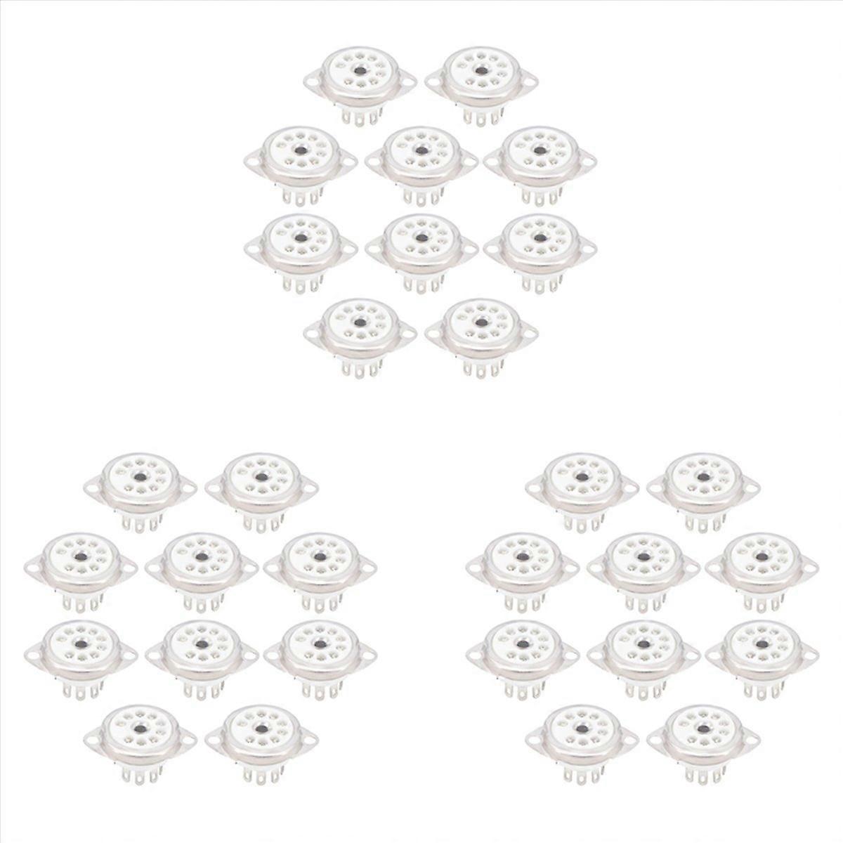30PCS Ceramic B9A Silver-Plated 9Pin Vacuum Tube Socket Panel Chassis Mount for ECC81 ECC82 ECC83 EL