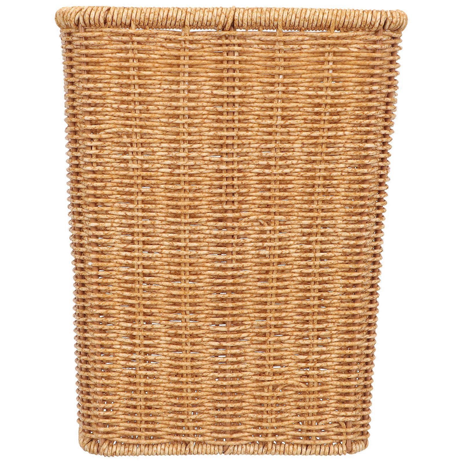 Wastebasket Woven Trash Can for Storage Use Multipurpose Khaki Basket