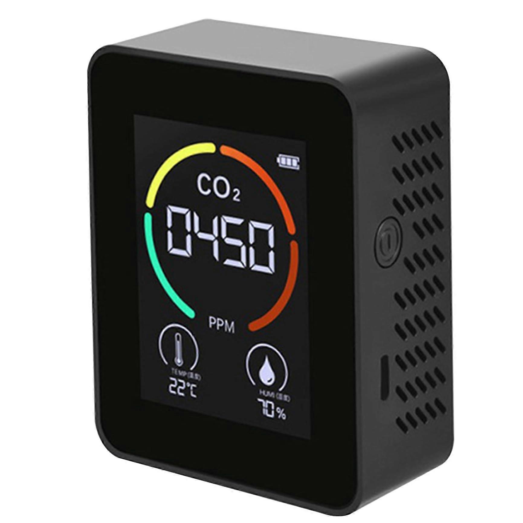 CO2 Detector with LCD Display, Temperature and Humidity Monitor, 4005000ppm Sensor, Black