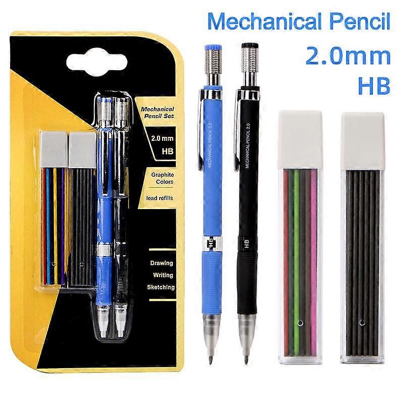 2.0mm Mechanical Propelling Pencil Set HB Automatic Pencils With Color and Black Lead Refills for Drawing Writing Sketching