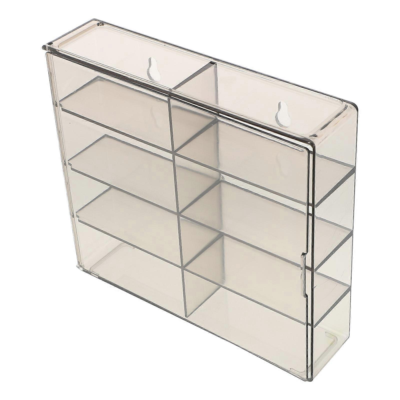 Multicompartment Toy Car Display Case 8 Slots Durable Storage Solution Light Grey For Office Use 1Pcs