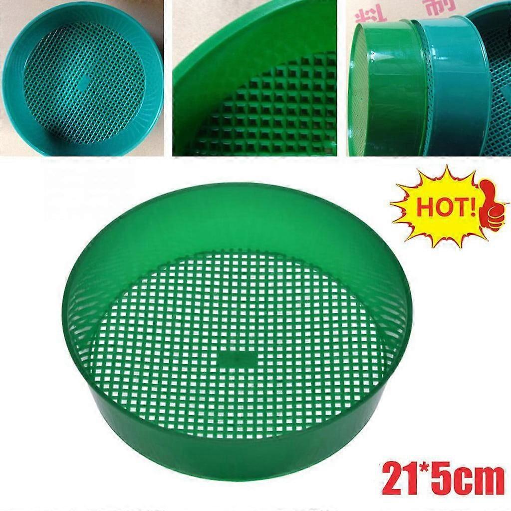 Plastic Garden Sieve Riddle Green, Mesh Screen for Compost Soil Stone, Filtering Earth Gardening Tool
