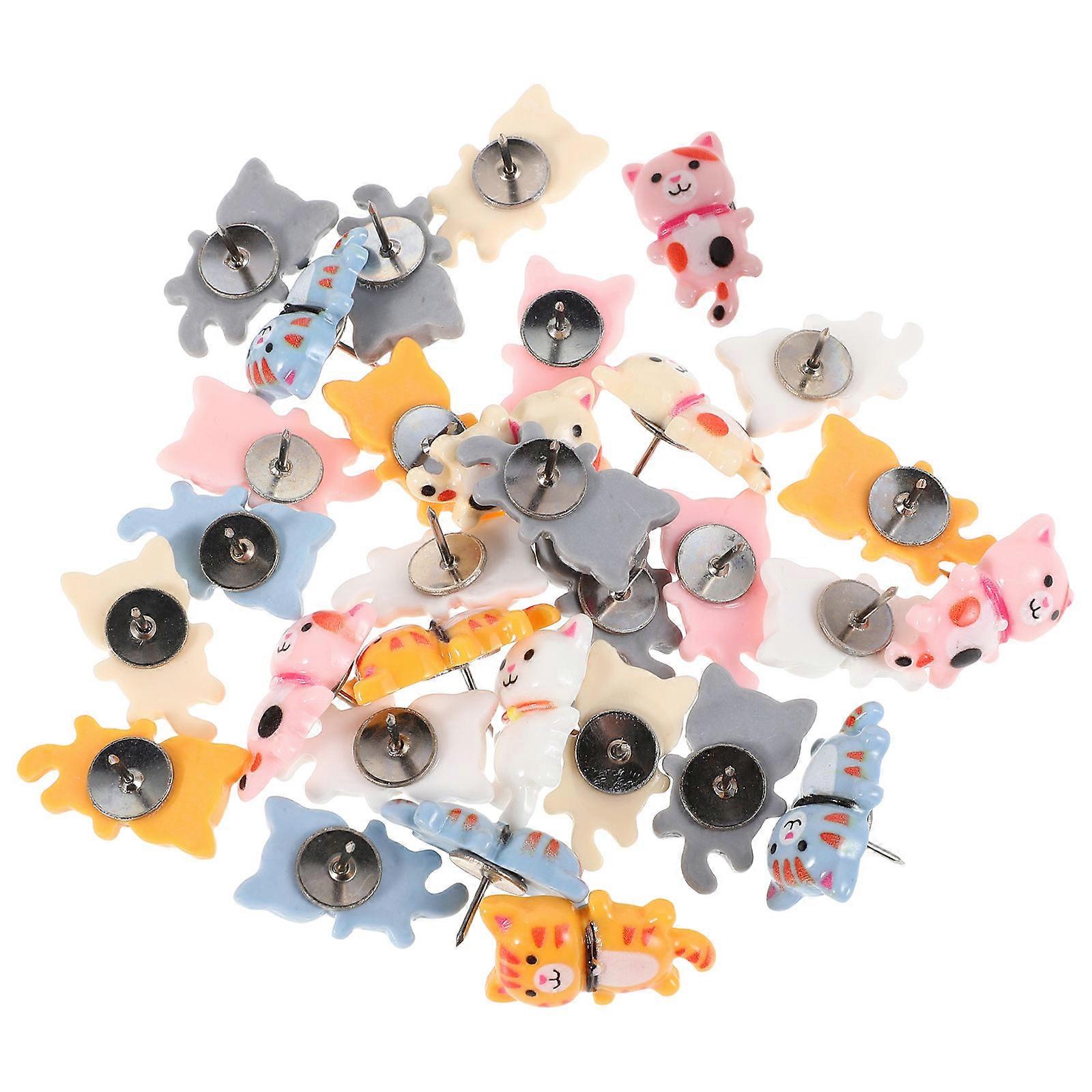 30Pcs Cat Push Pins for Cork Board Decorative Thumbtacks Multicolor