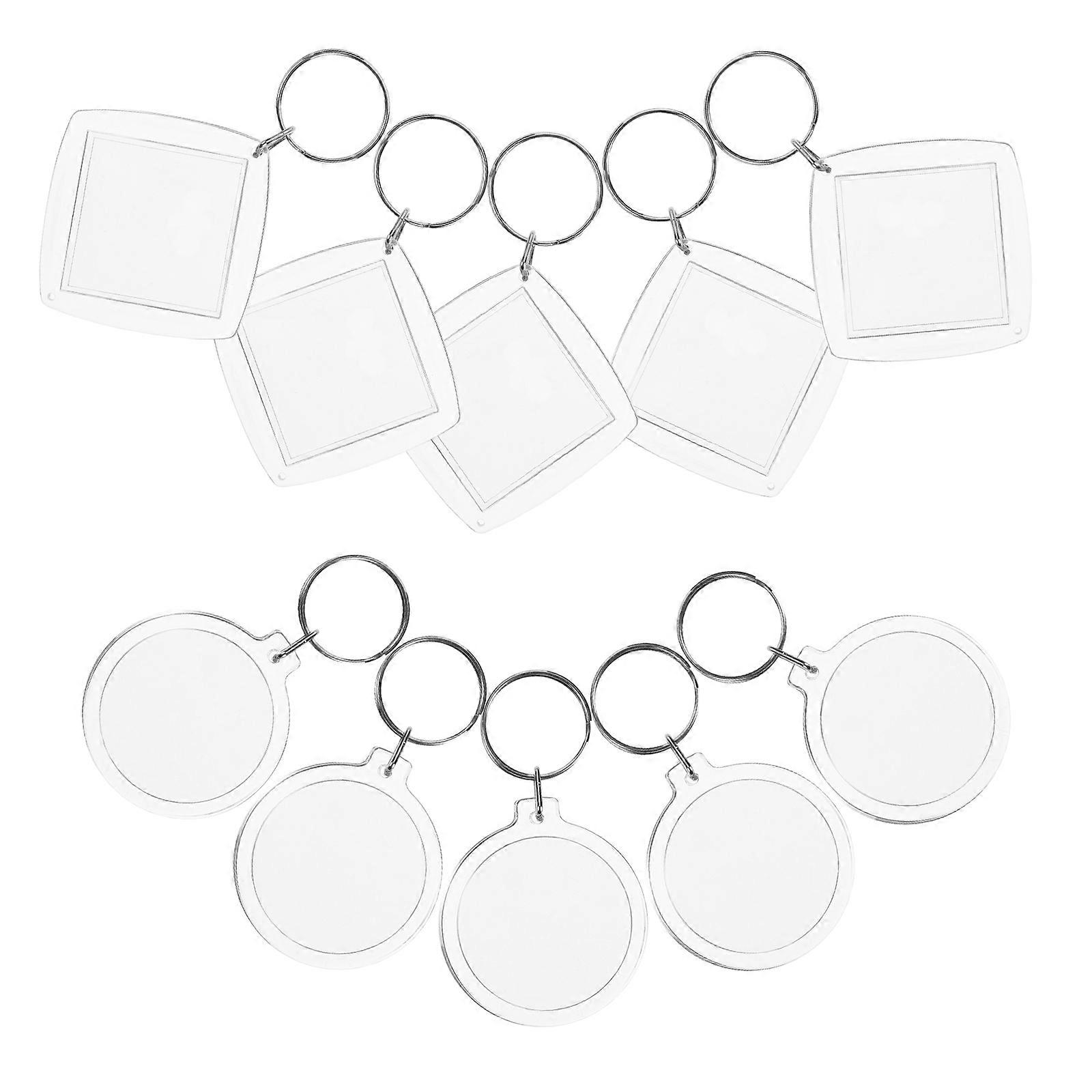 Picture Frame Keyring Clear Acrylic Keychain For Diy Projects Photo Display Round Shape Transparent Color 30Pcs