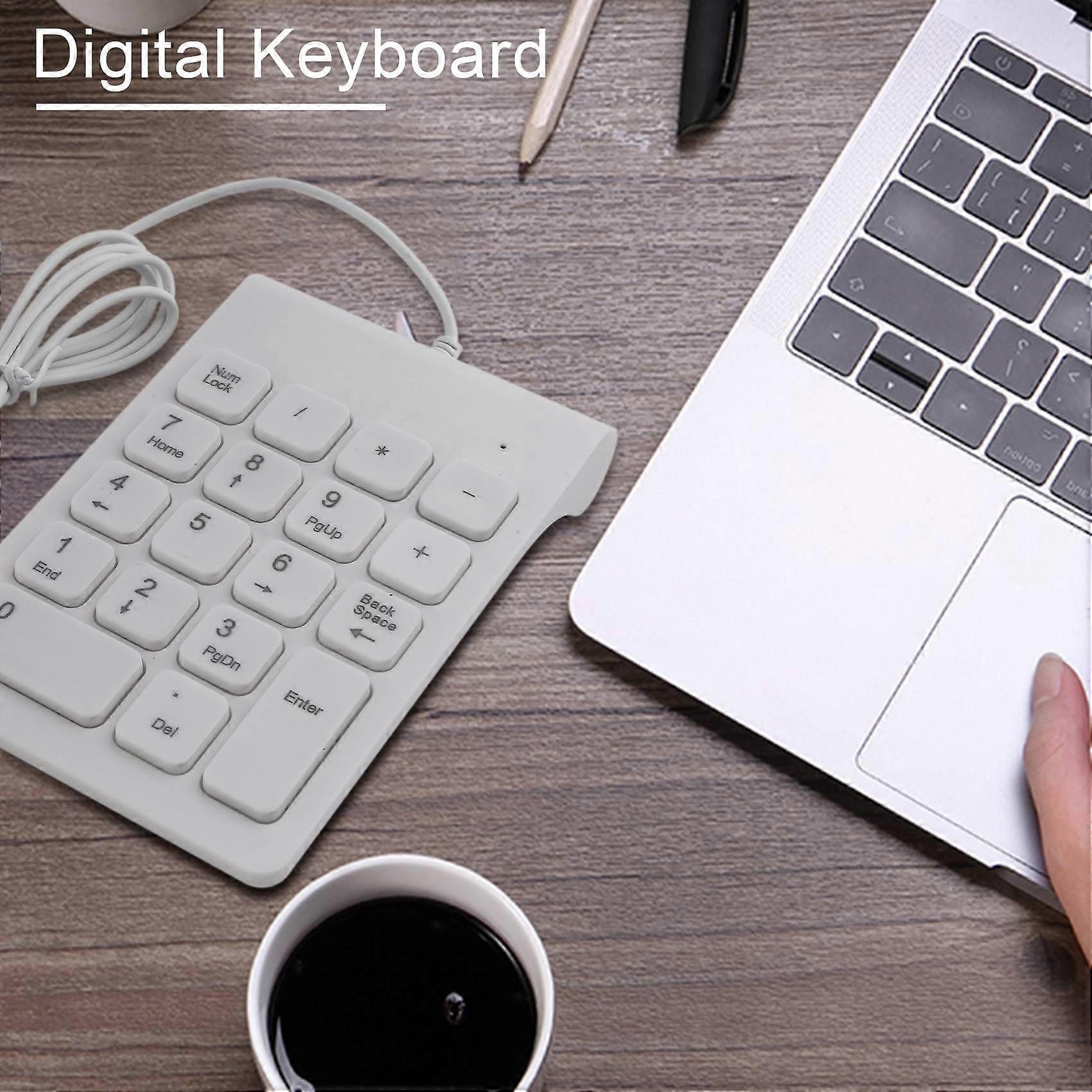 Mini USB Wired Numeric Keypad Numpad 18 Keys Digital Keyboard for Accounting Teller Laptop Windows Android Notebook Tablets PC (White)