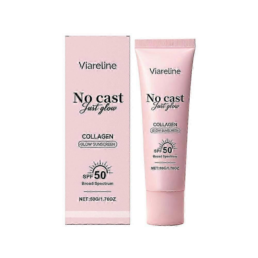 No Cast Just Glow Collagen | Spf 50 Broad Spectrum Face | Lightweight, Non-sticky, Hydrating Formula | Peptide, Cica For Soothing