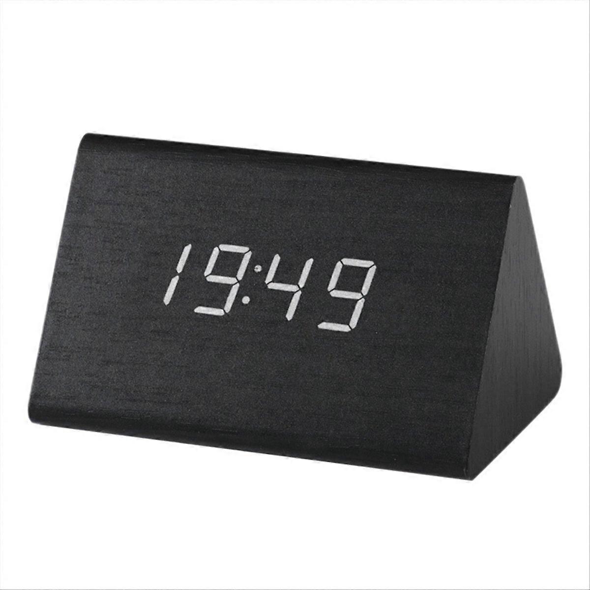 Wooden Clock Multifunctional LED Electronic Alarm Clock,D