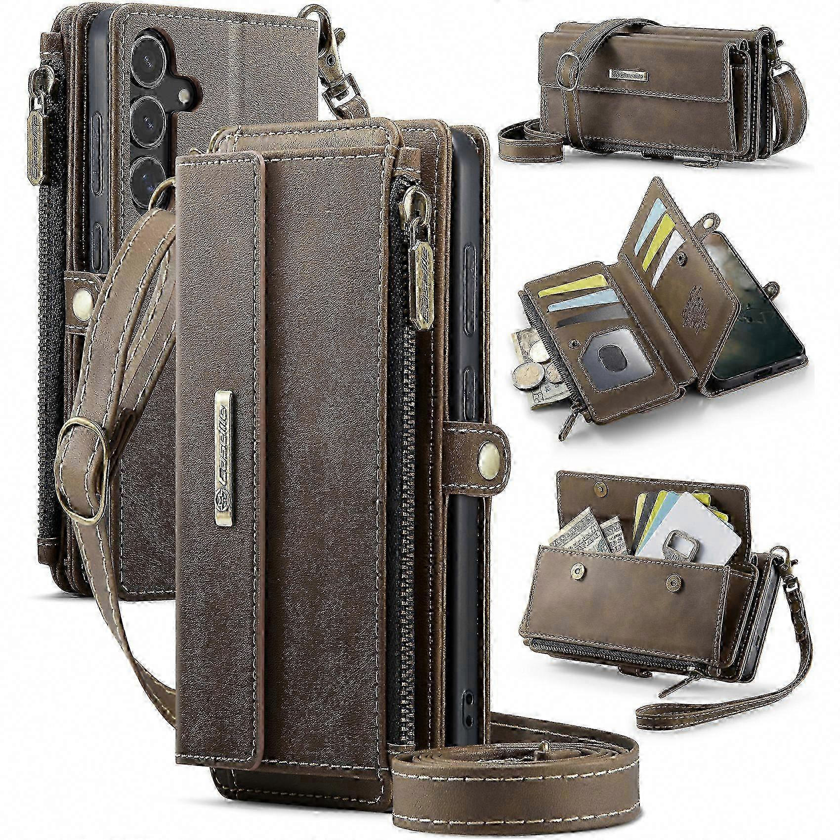 Protective Wallet Case with Strap and RFID Blocking for Galaxy S25 FE