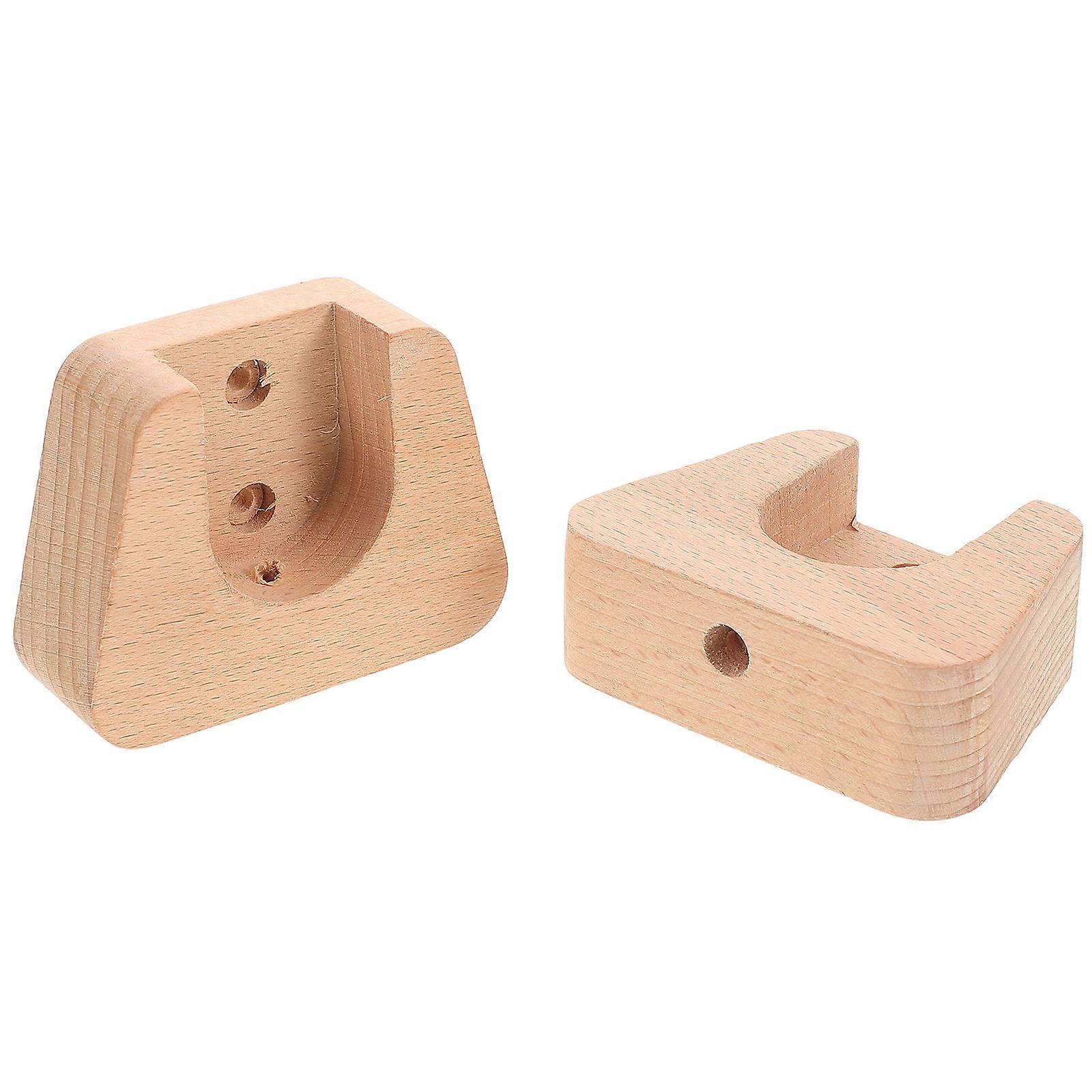 Wood Curtain Rod Brackets Chocolate for Rod Support 2Pcs Set