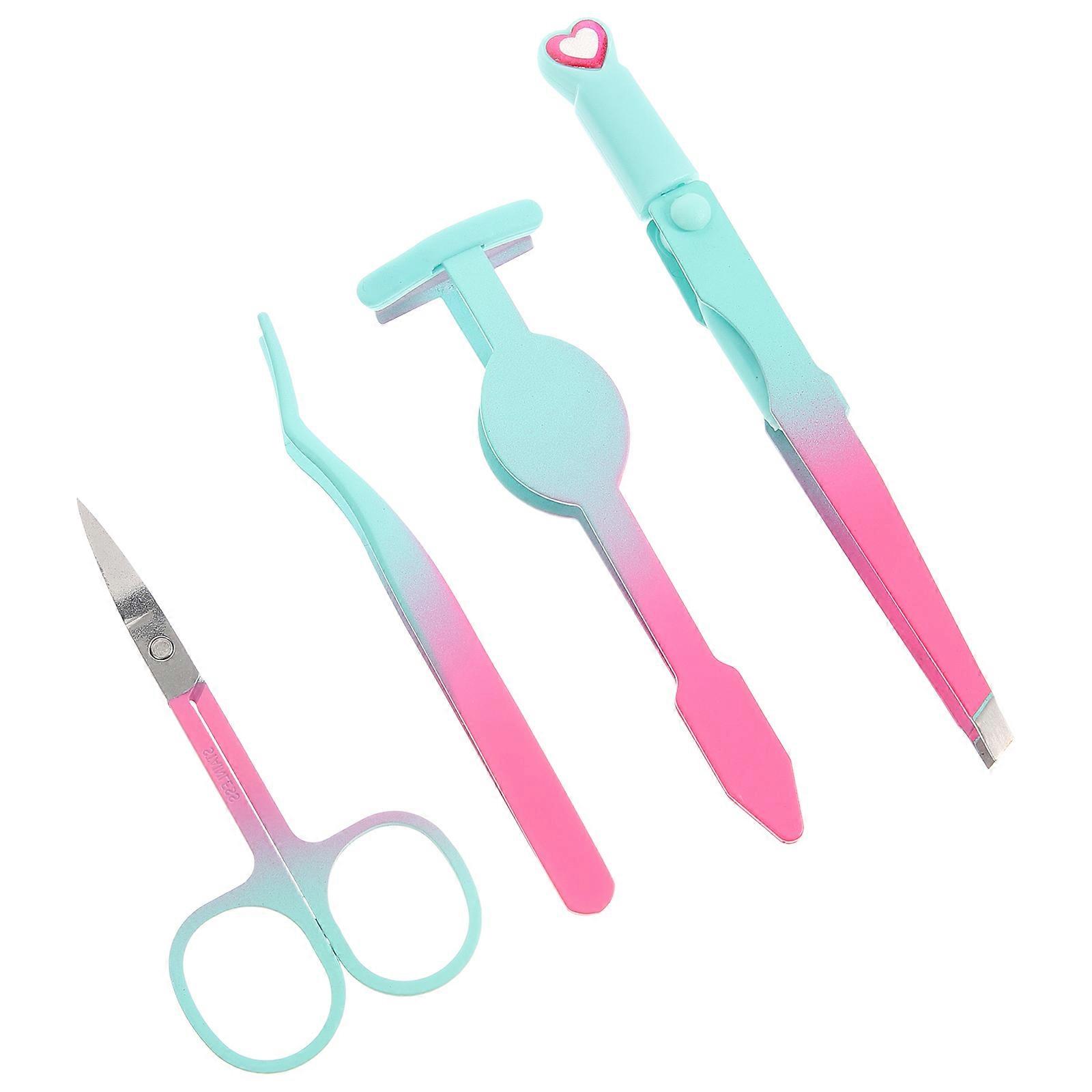 Assorted Color Eyebrow Tweezers for Precision Use Metal 5Sets