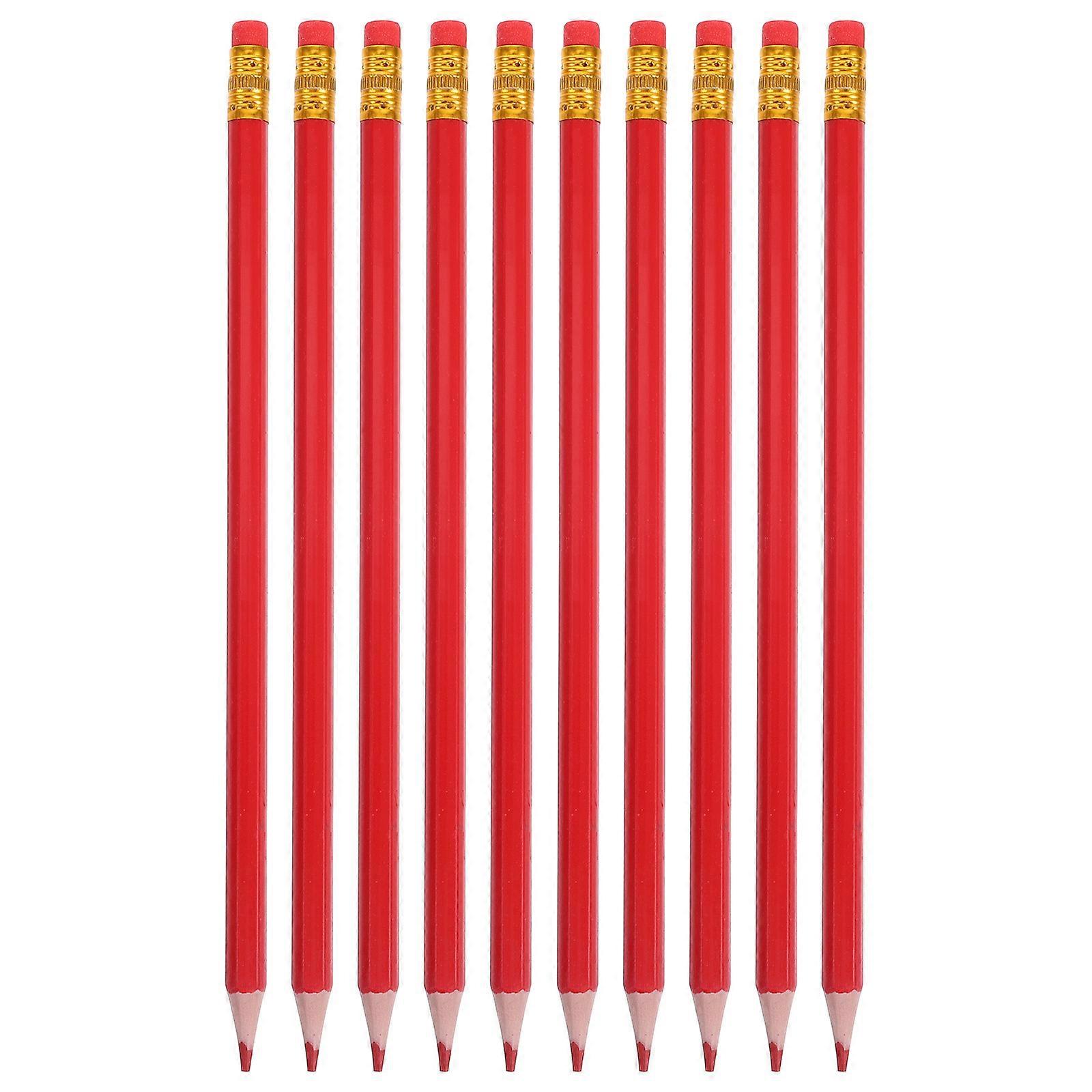 12Pcs Colored Pencils Red for Drafting with Erasers Erasable