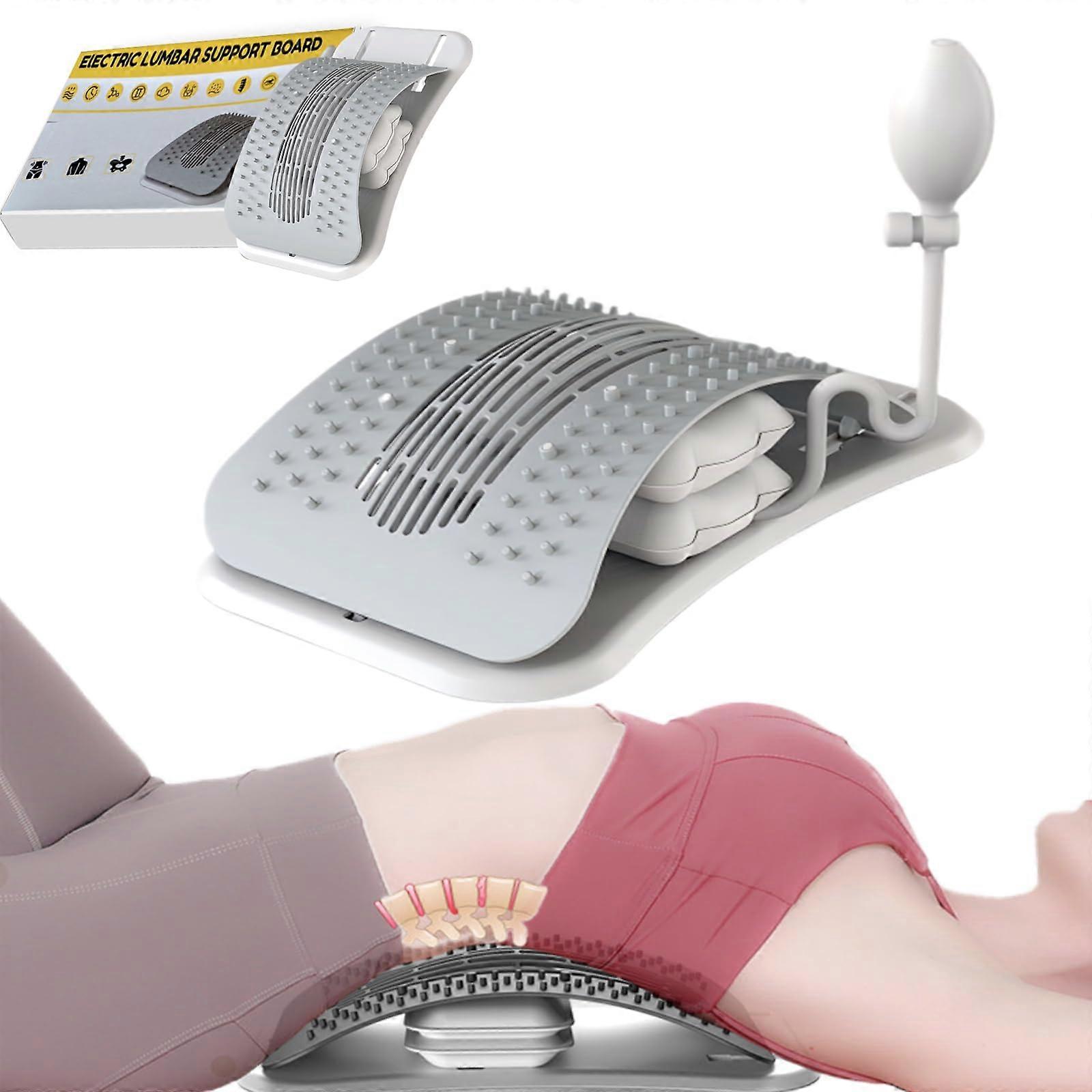 Adjustable Back Stretcher with Lumbar Support for Lower Back Pain Relief and Posture Correction Gray