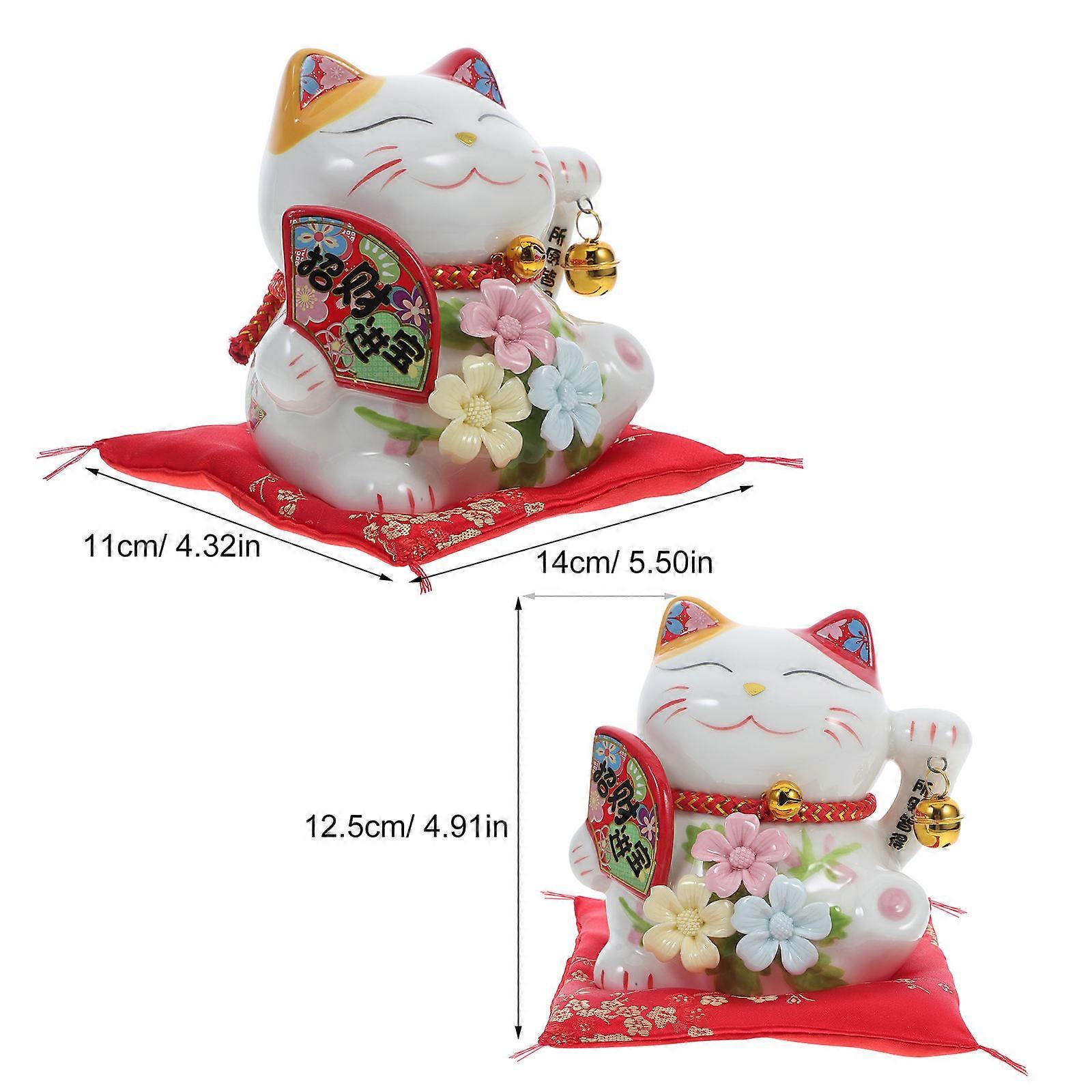 Maneki Neko Ceramic Cat Piggy Bank for Saving Money with Feng Shui Charm