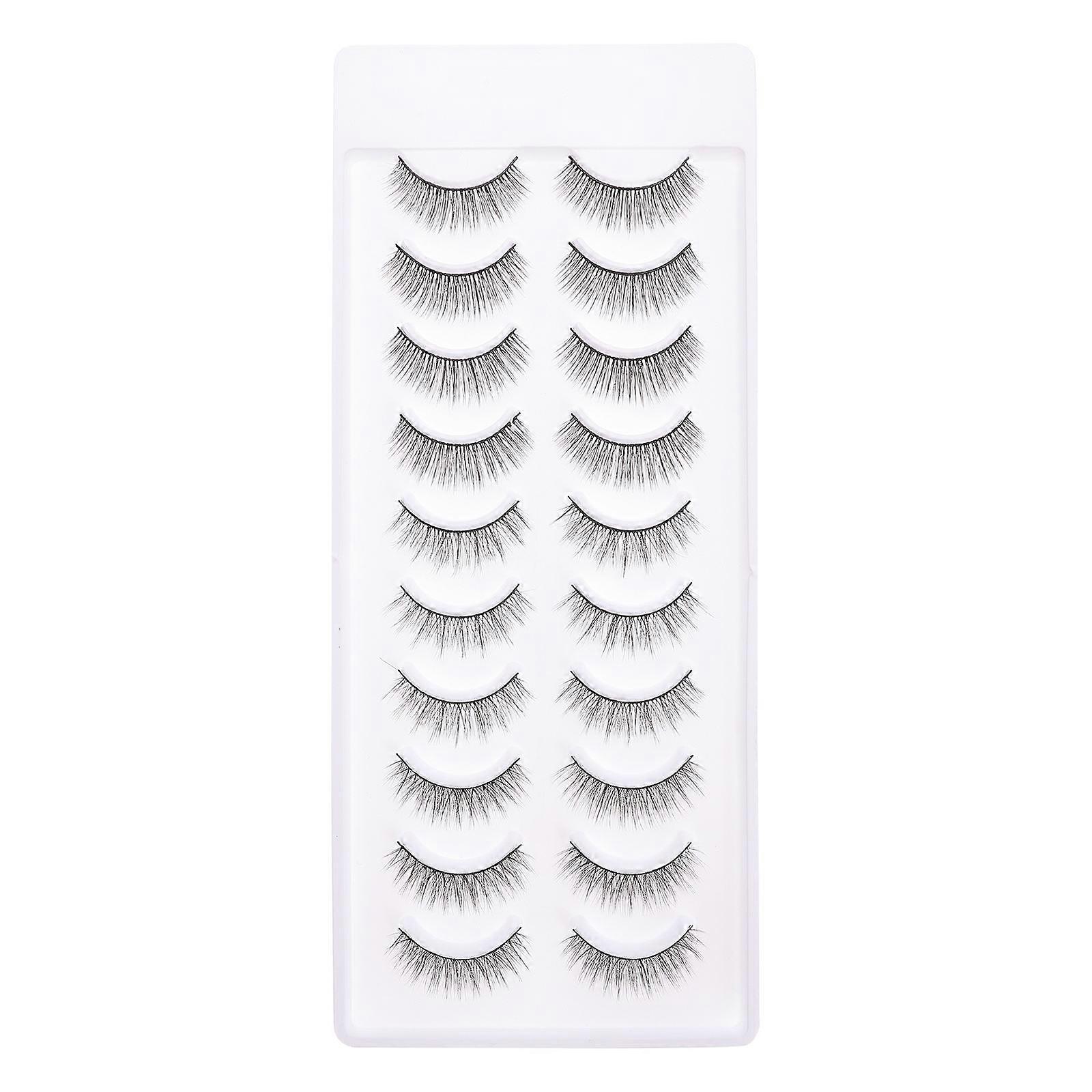 Fake Eyelash 10Pairs for Makeup Use with Multi-Layer Black Eyelashes