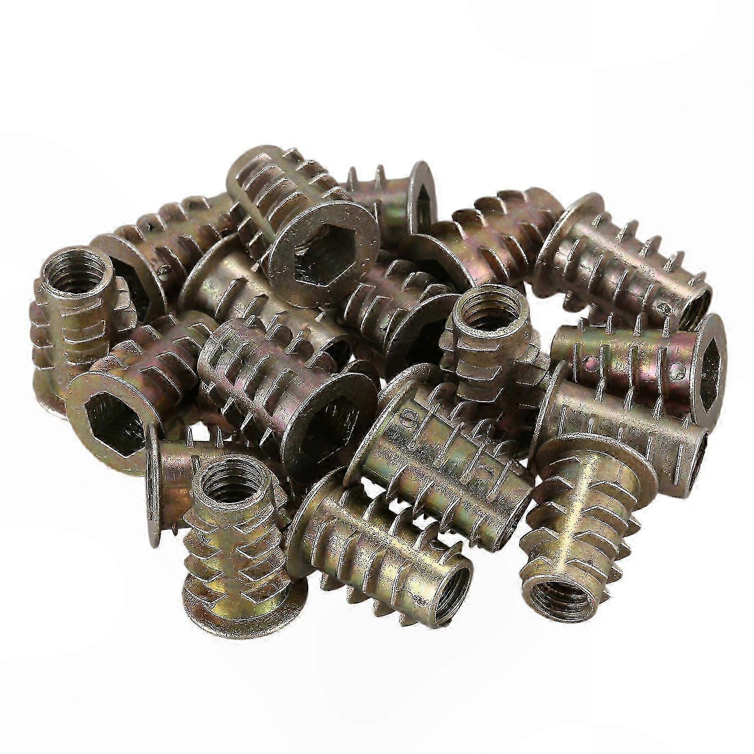 20-Pack M6x15mm Hex Socket Threaded Insert Nuts for Woodworking Projects