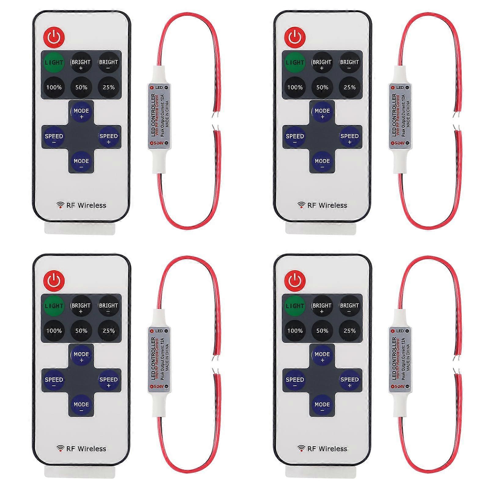 RF LED Controller 4pcs 11Key Wireless Dimmer for Single Color LED Strip Lights DC 524V