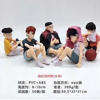Five Slam Dunk anime figures featuring Rukawa Kaede and Sakuragi Hanamichi.
