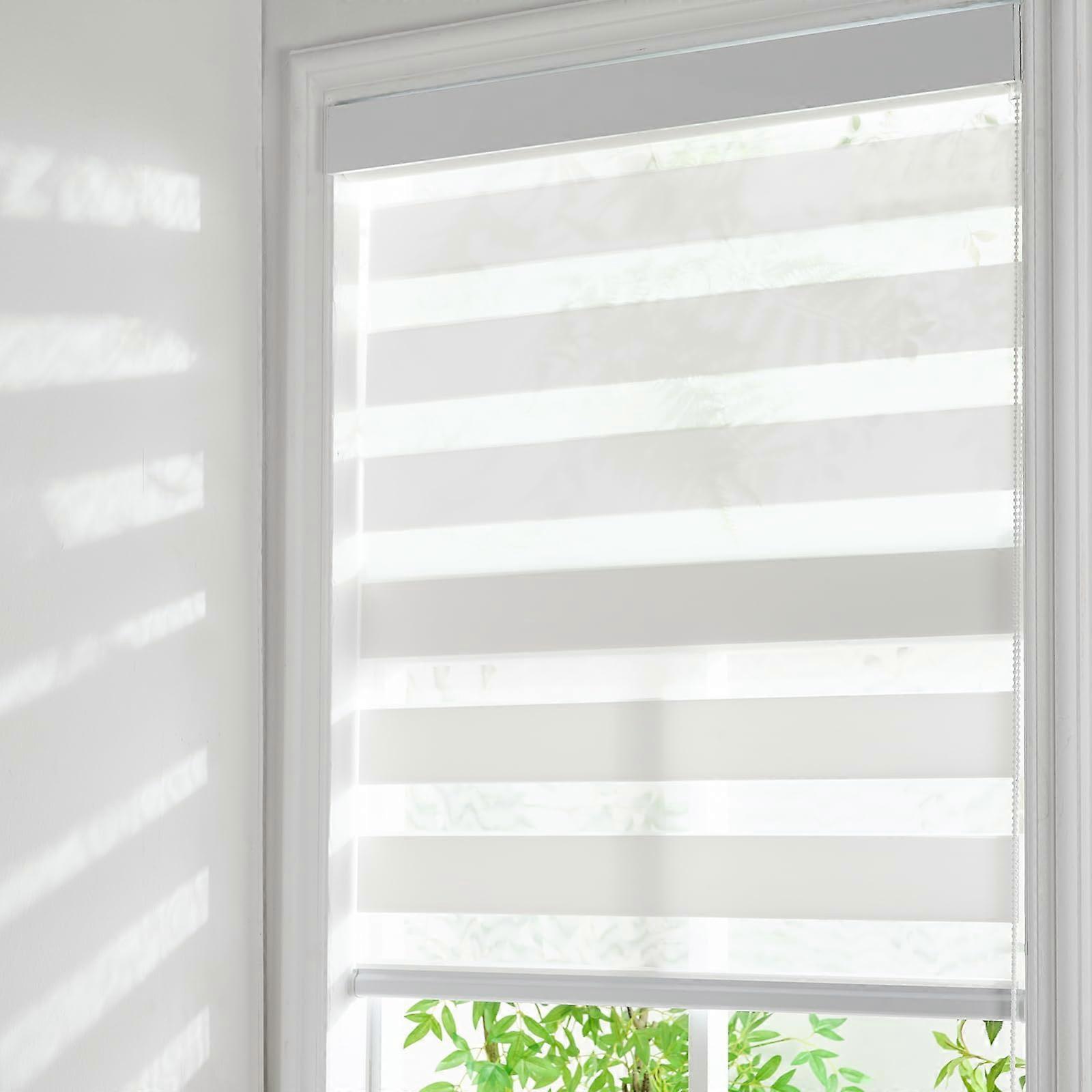 Zebra Roller Blinds 36x72 Cordless Dual Layer Light Filtering UV Resistant Window Shades White