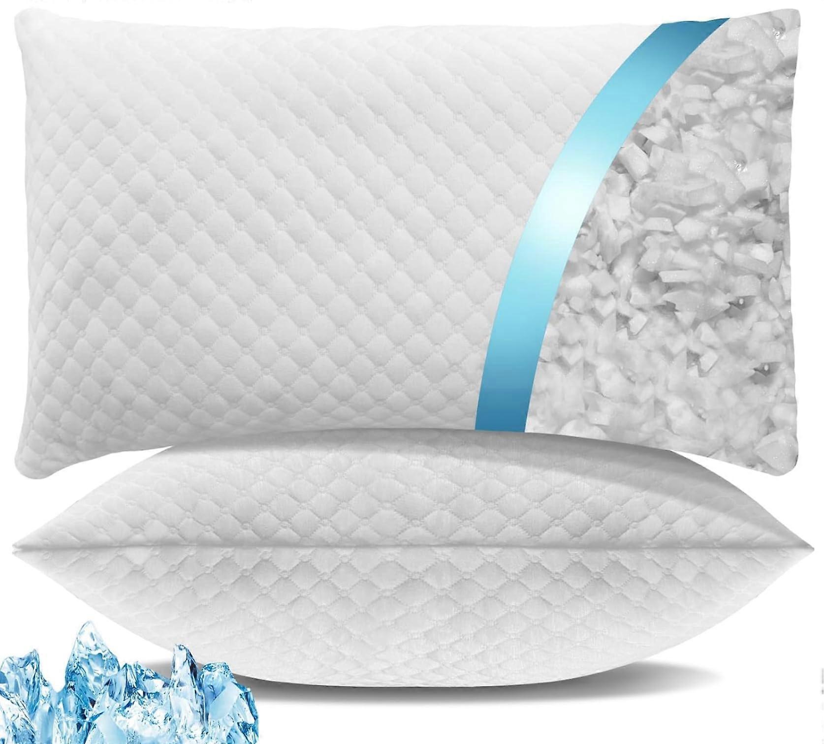 Cooling Adjustable Memory Foam Pillows Set of 2 with Breathable Cover for Neck and Shoulder Support